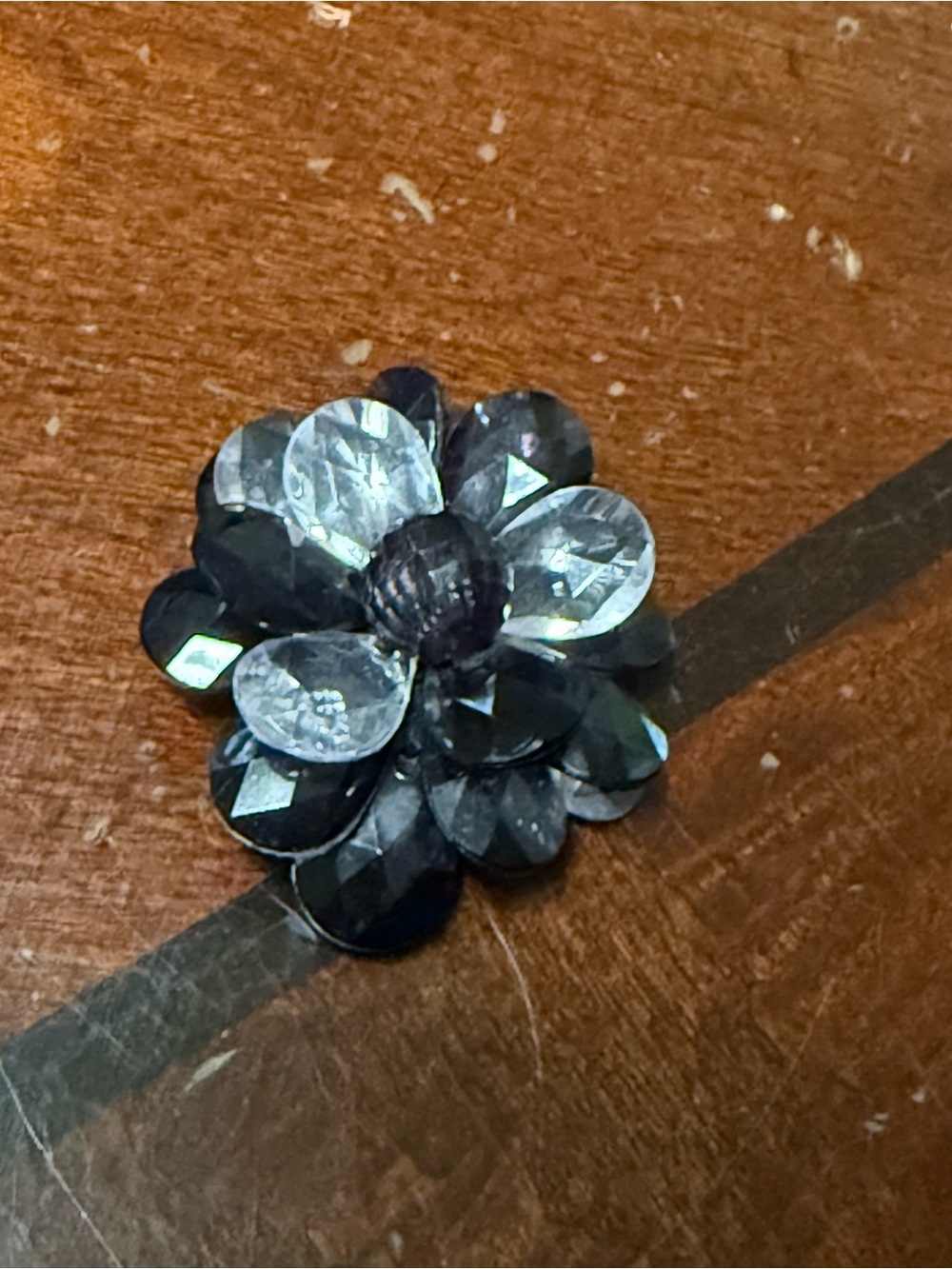 Black Faceted Crystal Flower Brooch - Women Jewelry